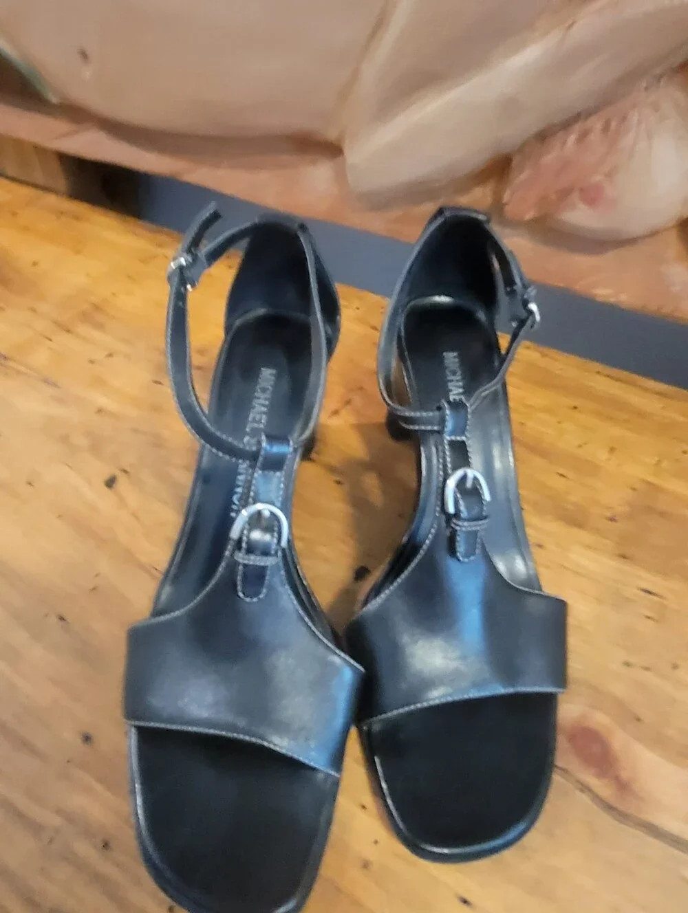 Vintage Micheal Shannon Size 7.5 Black Leather Sling Back 2.5